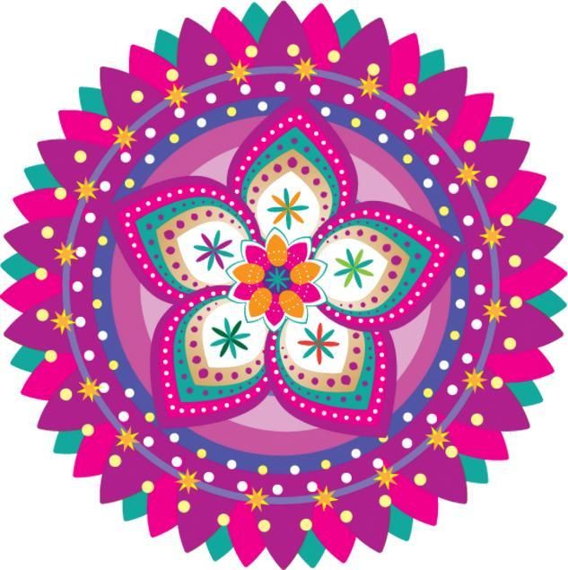 Diwali Rangoli Stickers Pink Design